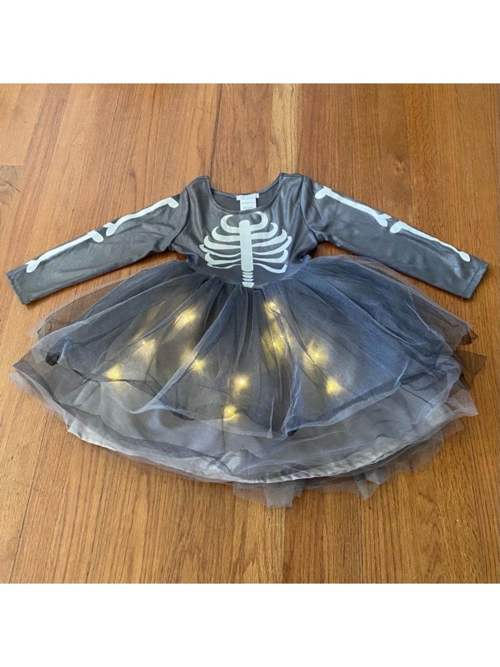 Pottery Barn Kids Gray Skeleton Tulle Dress with Lights
